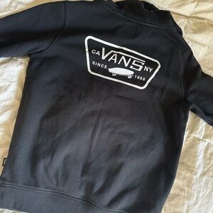 Men’s Black White Vans Full Patch Pullover Hoodie
